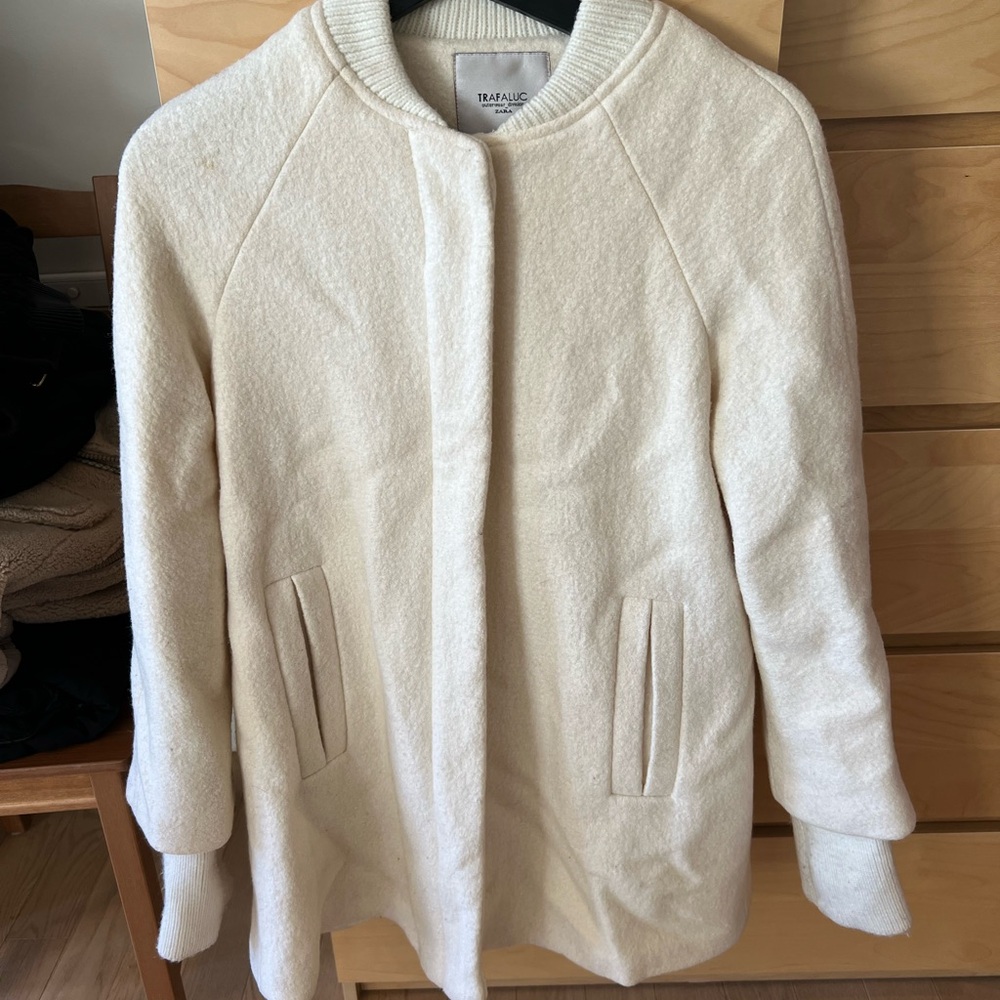 Zara Women's Cream Teddy Jacket